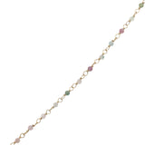 Collier doré chaine Rosary tourmaline médaille croix 38 cm
