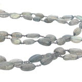 Collier doré perles et médaillon en labradorite 75 cm