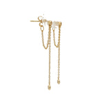Gold chain and zircon earrings