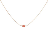 Golden necklace with rectangular stone and small faceted stones