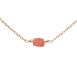 Golden necklace with rectangular stone and small faceted stones