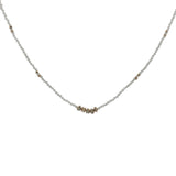 Collier doré pierre de lune avec petites perles et coupoles dorées 42 cm