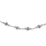 Collier doré pierre de lune et labradorite alternées sur fil blanc 42 cm