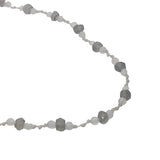 Collier doré pierre de lune et labradorite alternées sur fil blanc 42 cm