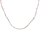 Collier doré petites perles multicolores et noeuds blancs 60 cm