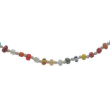 Collier doré petites perles multicolores et noeuds blancs 60 cm