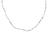 Collier doré petites perles multicolores et noeuds blancs 50 cm