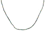 Collier doré petites perles multicolores et noeuds verts 50 cm