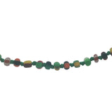 Collier doré petites perles multicolores et noeuds verts 50 cm