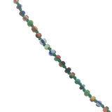 Collier doré petites perles multicolores et noeuds verts 50 cm
