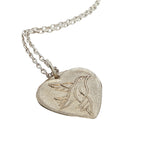925 silver necklace with matte heart and dove pendant