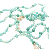 Collier poisson doré mix perles vertes 90 cm