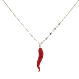 Collier doré et pendentif piment rouge 60cm