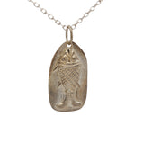 925 silver necklace with stamped fish pendant
