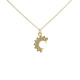 Collier doré demi lune zircons