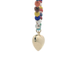 Collier coeur doré perles colorées et perles de culture 75 cm