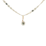 Collier doré petite fleur en tourmaline et perles de culture 38 cm