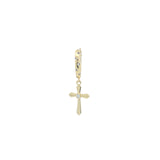 Mini gold creole with cross and zircons