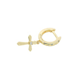 Mini gold creole with cross and zircons