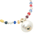 Collier doré perle de culture et perles multicolores 50 cm
