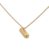 Collier doré talisman cylindrique estampillé 60 cm