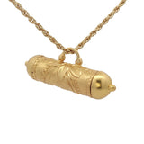 Collier doré talisman cylindrique estampillé 60 cm