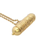 Collier doré talisman cylindrique estampillé 60 cm