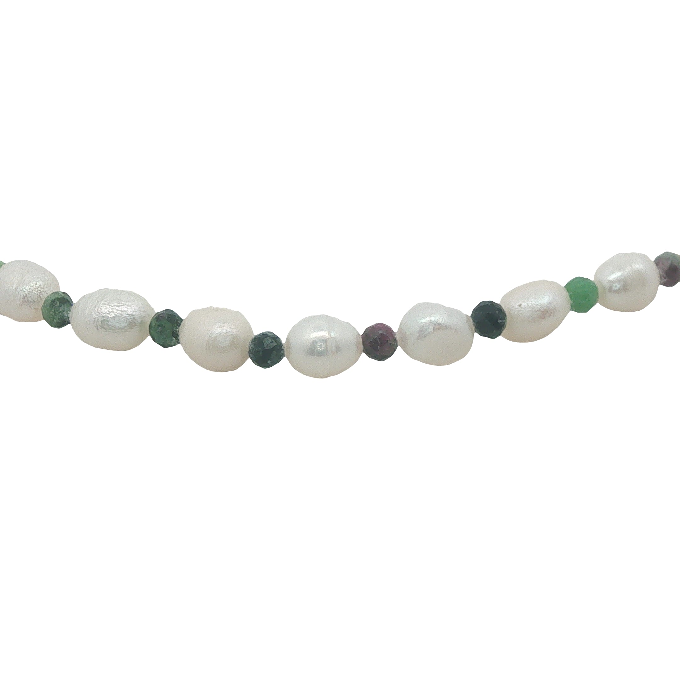 Chaine de cheville dorée perles de culture et rubis zoisite