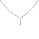 Collier doré prehnite, pierre de lune et petites perles de culture 38 cm