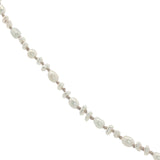 Collier doré prehnite, pierre de lune et petites perles de culture 38 cm