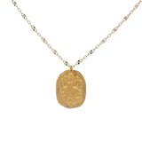 Gold necklace pendant matte Ganesh stamped