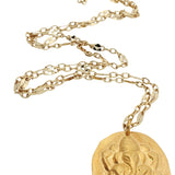 Gold necklace pendant matte Ganesh stamped