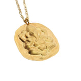 Gold necklace pendant matte Ganesh stamped