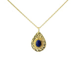 Collier doré goutte martelée et lapis