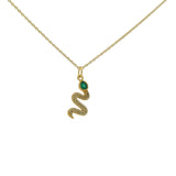 Collier doré serpent onyx verte zircons
