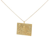 Collier doré plaque mate divinité indienne et éléphants 42 cm