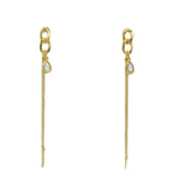 Gold chain link and zircon earrings