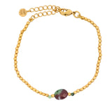 Bracelet doré Rubis Zoisite et boules dorées