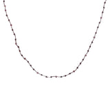 Collier doré avec tourmaline rose, grenat et noeuds bordeaux 60 cm
