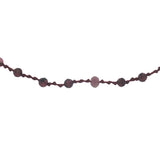 Collier doré avec tourmaline rose, grenat et noeuds bordeaux 60 cm