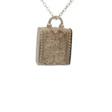 Collier argent 925 boite porte bonheur fleurs 42 cm
