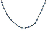 Collier doré perles oeil bleu, perles dorées et noeuds bleu marine 42 cm