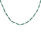 Collier doré avec alternance d'onyx verte et de prehnite 60 cm