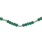 Collier doré avec alternance d'onyx verte et de prehnite 60 cm