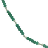 Collier doré avec alternance d'onyx verte et de prehnite 60 cm
