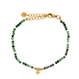 Bracelet doré avec rubis zoisite et pampille ronde