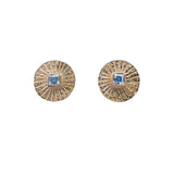 Boucles d'oreilles dorées puces rondes pierre au centre