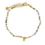 Bracelet doré Tourmaline et pampille fleur