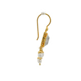 Boucles d'oreilles dorées tortue en pierre de lune et perles de culture