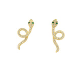Boucles d'oreilles dorées serpent zircons blancs